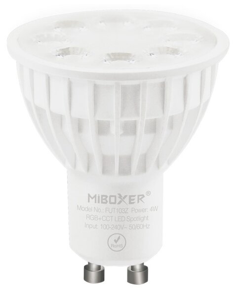 Miboxer LED stmívatelná žárovka GU10, RGB+CCT, Zigbee 3.0, 4W, 2.4GHz, FUT103Z