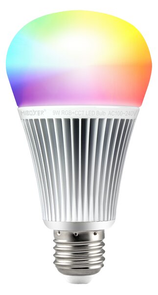 Miboxer LED stmívatelná žárovka E27, RGB+CCT, 9W, 2.4GHz, FUT012