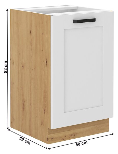 Kondela Dřezová kuchyňská skříňka Lula 50 ZL 1F BB - bílá / dub artisan
