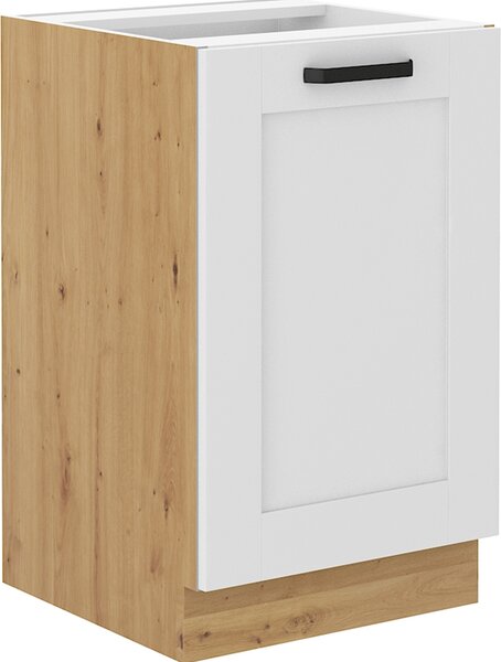Kondela Dřezová kuchyňská skříňka Lula 50 ZL 1F BB - bílá / dub artisan