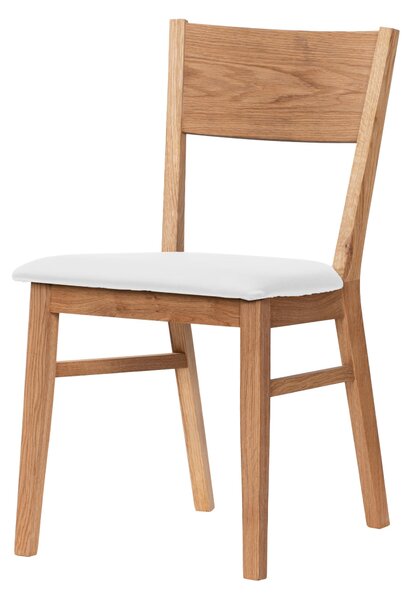 Dubová olejovaná a voskovaná stolička Mika s bielou koženkou