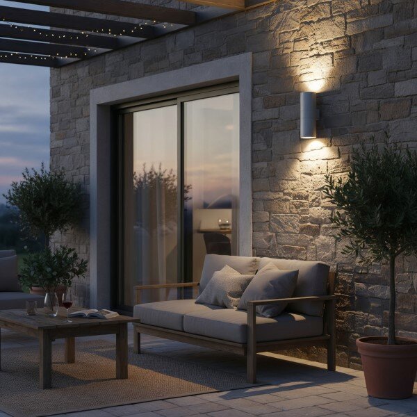 Exteriérové ​​nástěnné svítidlo Ideal lux 163604 GUN AP2 BIG GRIGIO 2xE27 60W IP54 IP54