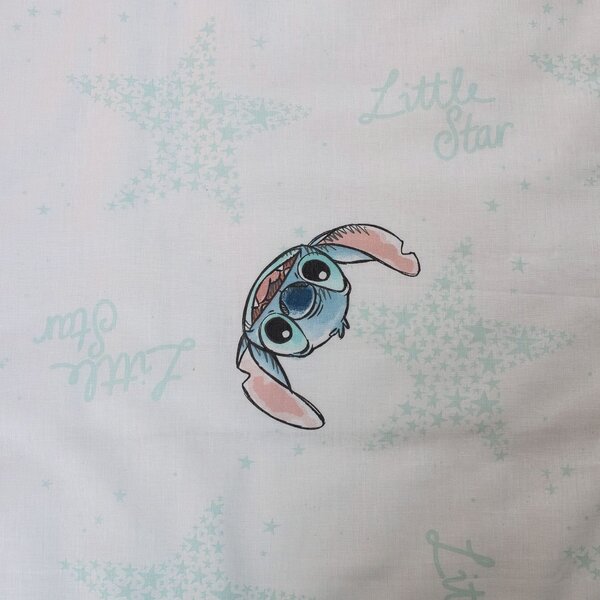 Jerry Fabrics Dětské povlečení do postýlky LILO AND STITCH WHITE STAR BABY, bílé, bavlna hladká, 100x135cm + 40x60cm