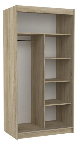 Posuvná skříň ASTEN 100 choco (100 x 200) cm – 5 polic pro přehledné uložení