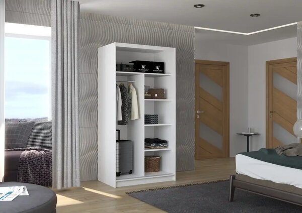 Posuvná skříň ASTEN 100 choco (100 x 200) cm – 5 polic pro přehledné uložení