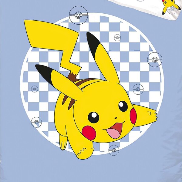 Carbotex dětské povlečení POKÉMON JEDINEČNÝ PIKACHU, světle modré, bavlna hladká, 140x200cm + 70x90cm