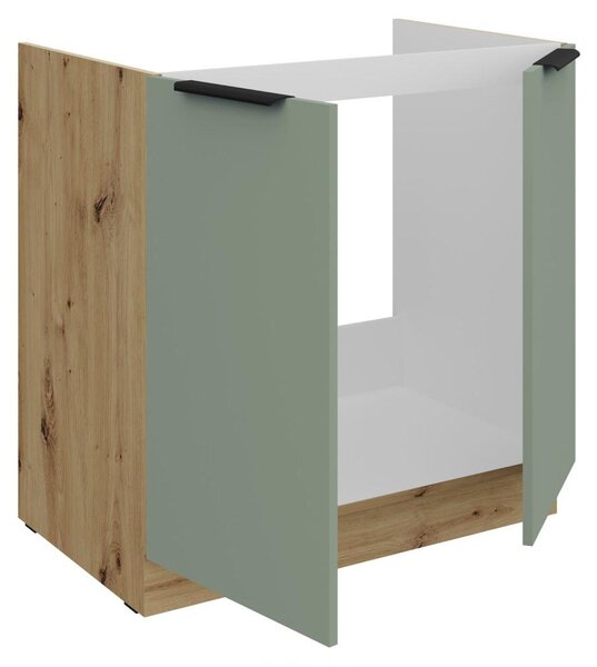Kondela Dřezová kuchyňská skříňka Arsany 80 ZL 2F BB - aquamarine / dub artisan
