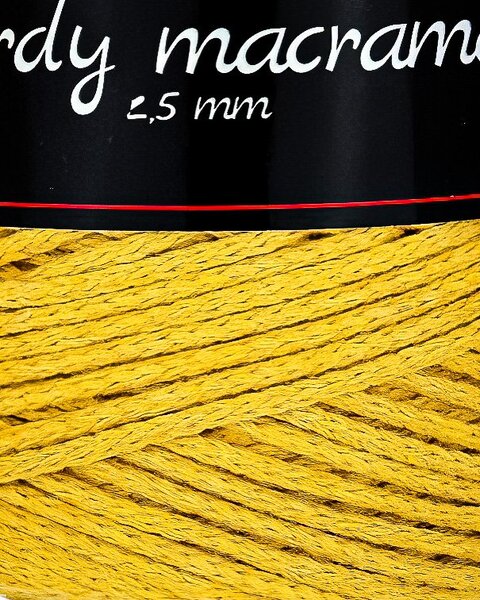 Pletací / háčkovací příze Vlna-Hep CORDY MACRAME 2,5mm 8190 hořčicová, jednobarevná, 250g/160m