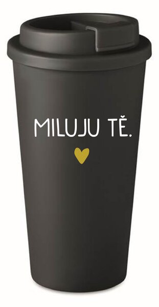 MILUJU TĚ. - černý termohrnek 475 ml