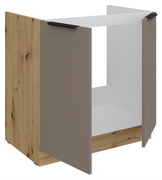 Kondela Dřezová kuchyňská skříňka Frisbo 80 ZL 2F BB - sandgrau / dub artisan