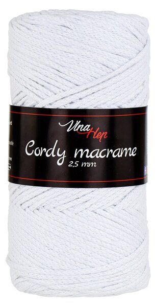 Pletací / háčkovací příze Vlna-Hep CORDY MACRAME 2,5mm 8002 bílá, jednobarevná, 250g/160m