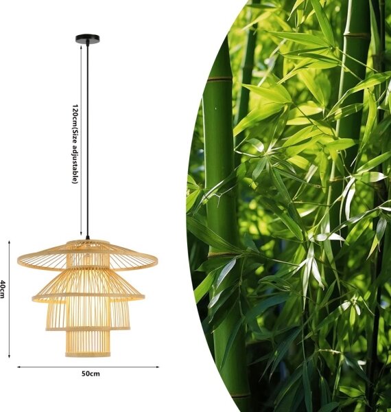 Immax 08255L - Lustr na lanku PINCHOS 1xE27/40W/230V pr. 50 cm bambus