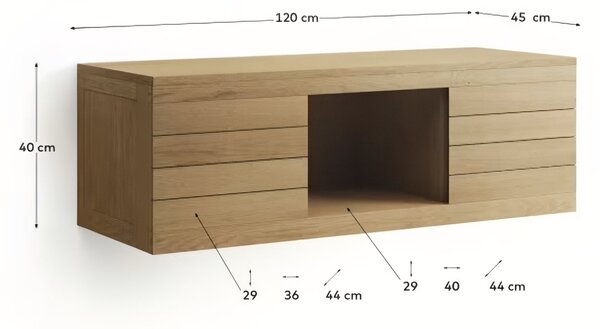 Teaková umyvadlová skříňka Kave Home Kenta II. 120 x 45 cm