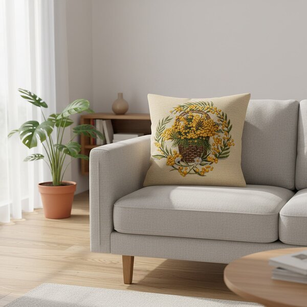 Dekoratex Dekorační povlak na polštářek RETRO RAKYTNÍK, žlutá 45x45cm