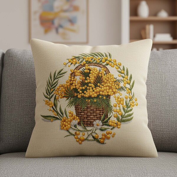 Dekoratex Dekorační povlak na polštářek RETRO RAKYTNÍK, žlutá 45x45cm