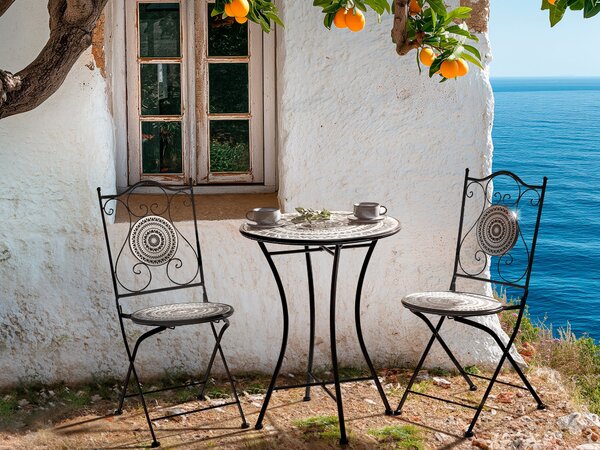 Bistro stolek COMISO 60 cm 60 cm Kov Černá/Bílá