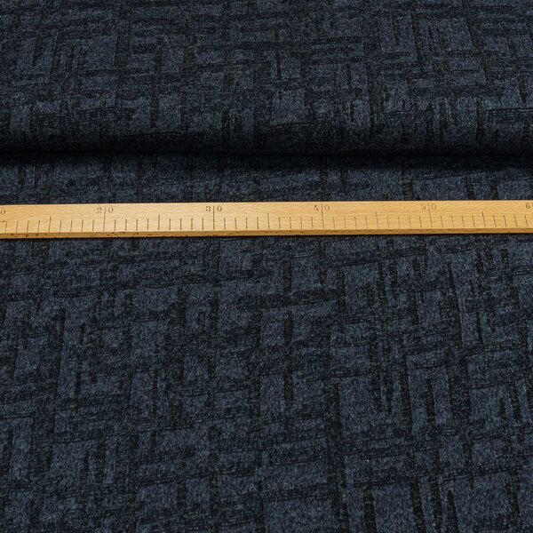 Směsový úplet N14089, černo-modrý geometrický vzor, š.150cm (látka v metráži)