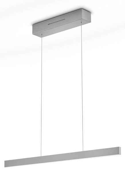 Knapstein LED závěsné světlo LINDA-72, niklová, délka 72 cm, ovládání gesty, stmívatelný, Hliník / šedá / zinek, Obývací pokoj / jídelna, kov, Moderní