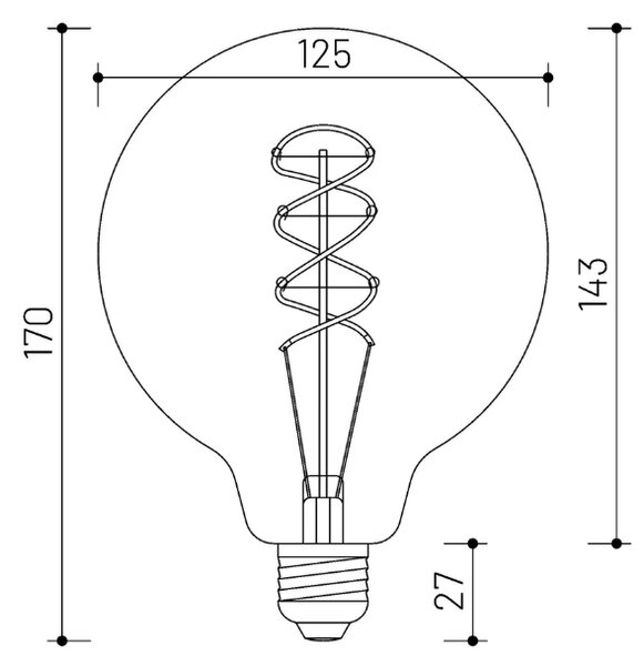 LED žárovka Minalox G125 E27, 6W, 24V, 3000K