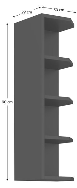 Kondela Horní rohová kuchyňská skříňka Araka/Menzo/Siber 30 G-90 ZAK - černá