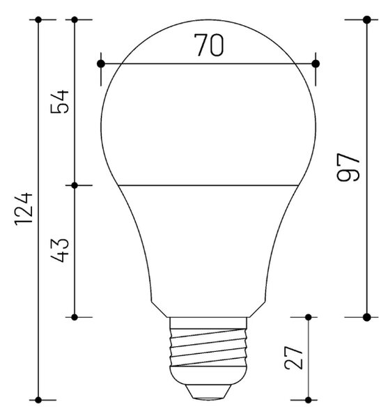 LED stmívatelná žárovka Minalox A70 E27, 10W, 24V, 4500K