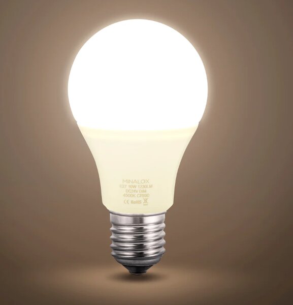 LED stmívatelná žárovka Minalox A70 E27, 10W, 24V, 4500K