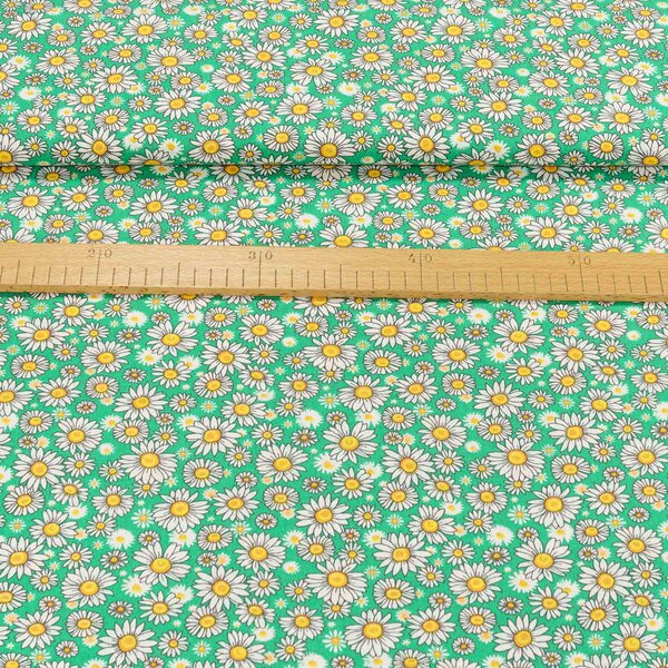Bavlněné plátno 4924/003, kopretinky na zelené š.160cm (látka v metráži)