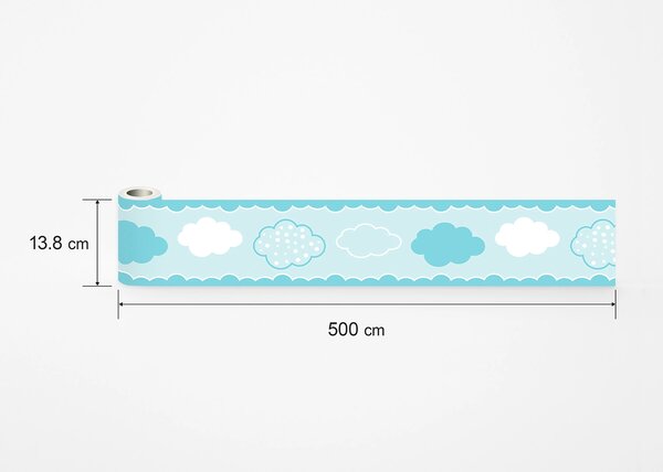 Dětská samolepící bordura na zeď Modré Mraky | 5 m x 13.8 cm | DWBD8501