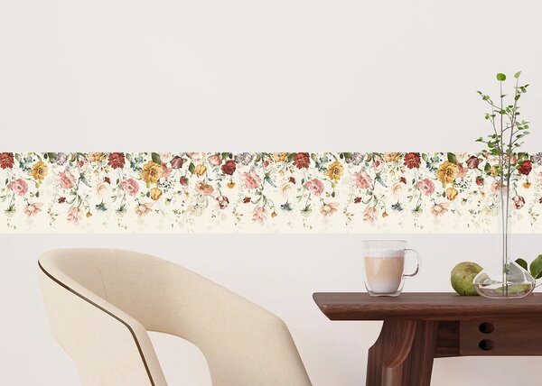 Samolepící bordura na zeď Akvarelové Květy | 5 m x 13.8 cm | DWB8479