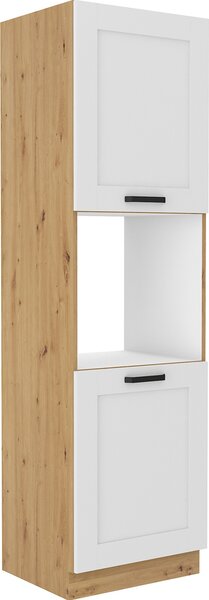 Kondela Skříňka na vestavnou troubu Lula 60 DP-210 2F - bílá / dub artisan