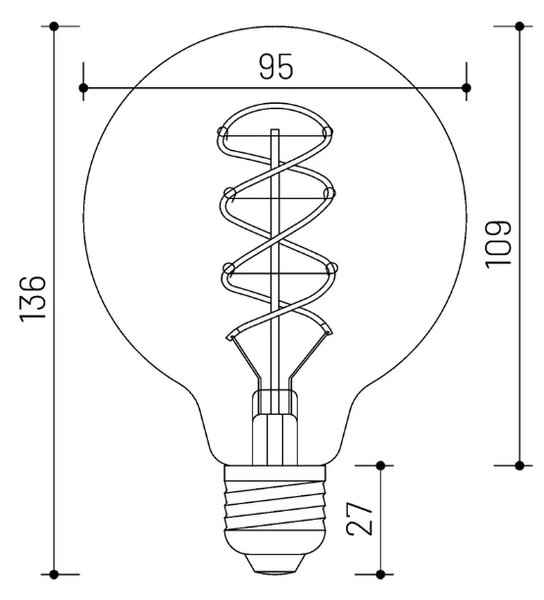 LED žárovka Minalox G95 E27, 6W, 24V, 3000K