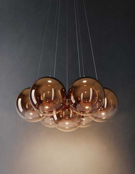 Lodes Designové závěsné LED svítidlo RANDOM CLOUD, 19x ø28cm, š. 140 cm, CRI90 Barva: Kouřová, Teplota světla: 2700K - teplá bílá