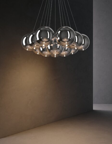 Lodes Designové závěsné LED svítidlo RANDOM CLOUD, 19x ø28cm, š. 140 cm, CRI90 Barva: Kouřová, Teplota světla: 2700K - teplá bílá