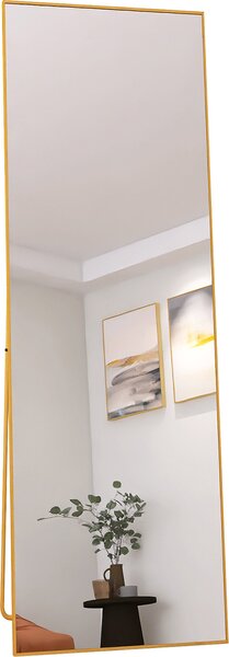 Zrcadlo Moonbite Standspiegel 150x40 cm – úzký zlatý rám, celotělové, možnost postavení nebo zavěšení, materiál: hliník, barva: zlato