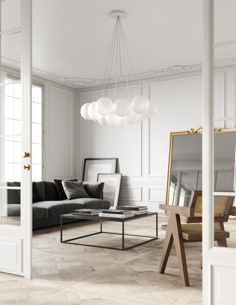 Lodes Designové závěsné LED svítidlo RANDOM CLOUD, 19x ø28cm, š. 140 cm, CRI90 Barva: Kouřová, Teplota světla: 2700K - teplá bílá