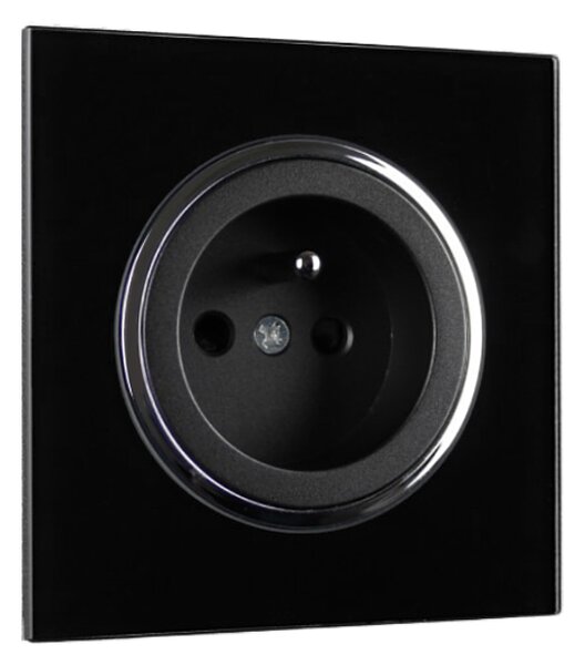Elhard Zásuvka Rondo Glass se skleněným rámečkem, černá - kompletní RG6100B