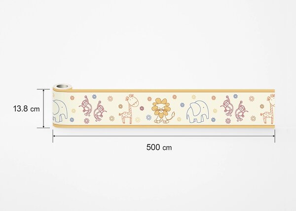 Dětská samolepící bordura na zeď Béžová Pohádka | 5 m x 13.8 cm | DWBD8051