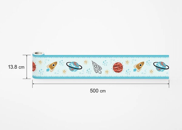 Dětská samolepící bordura na zeď Azurový Vesmír | 5 m x 13.8 cm | DWBD8055
