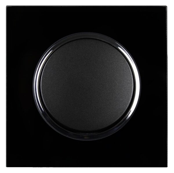 Elhard Vypínač Rondo Glass č.1 se skleněným rámečkem, černý - kompletní RG5101B