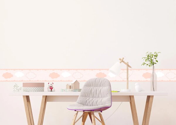 Dětská samolepící bordura na zeď Růžové Mraky | 5 m x 13.8 cm | DWBD8059