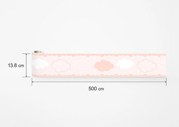 Dětská samolepící bordura na zeď Růžové Mraky | 5 m x 13.8 cm | DWBD8059