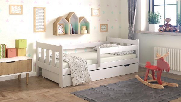 Dětská postel Irina 160 x 80 cm - barva Bílá + šuplík + matrace