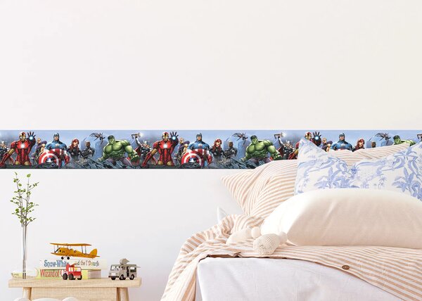 Dětská samolepící bordura na zeď Marvel Avengers, Disney | 5 m x 9.7 cm | DWBD8087