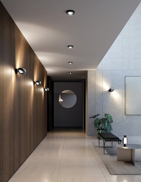 Lodes Nástěnné LED svítidlo NAUTILUS MINI, 12W, ø 8,5 cm, CRI90 Barva: Černá, Teplota světla: 2700K - teplá bílá
