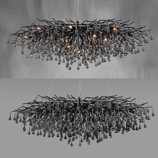 Paul Neuhaus 2031-18 - Lustr na lanku ICICLE 15xG9/40W/230V 75x150 cm černá