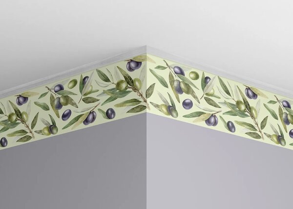 Samolepící bordura na zeď Olivová Ratolest Na Mentolově Zelené | 5 m x 13.8 cm | DWB8517