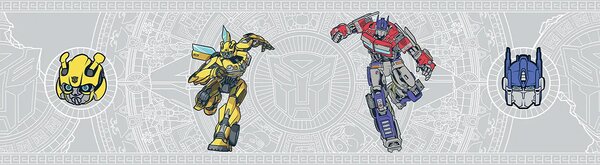 Dětská samolepící bordura na zeď Transformers Připraveni K Boji | 5 m x 13.8 cm | DWBD8041