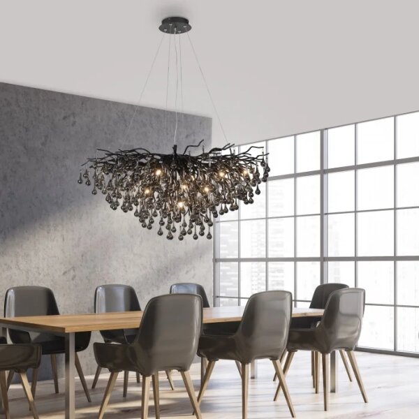 Paul Neuhaus 2192-18 - Lustr na lanku ICICLE 10xG9/40W/230V 50x100 cm černá