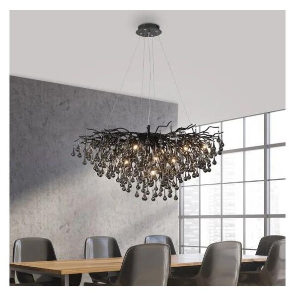 Paul Neuhaus 2192-18 - Lustr na lanku ICICLE 10xG9/40W/230V 50x100 cm černá