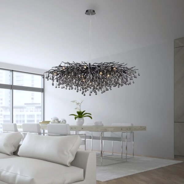 Paul Neuhaus 2031-18 - Lustr na lanku ICICLE 15xG9/40W/230V 75x150 cm černá